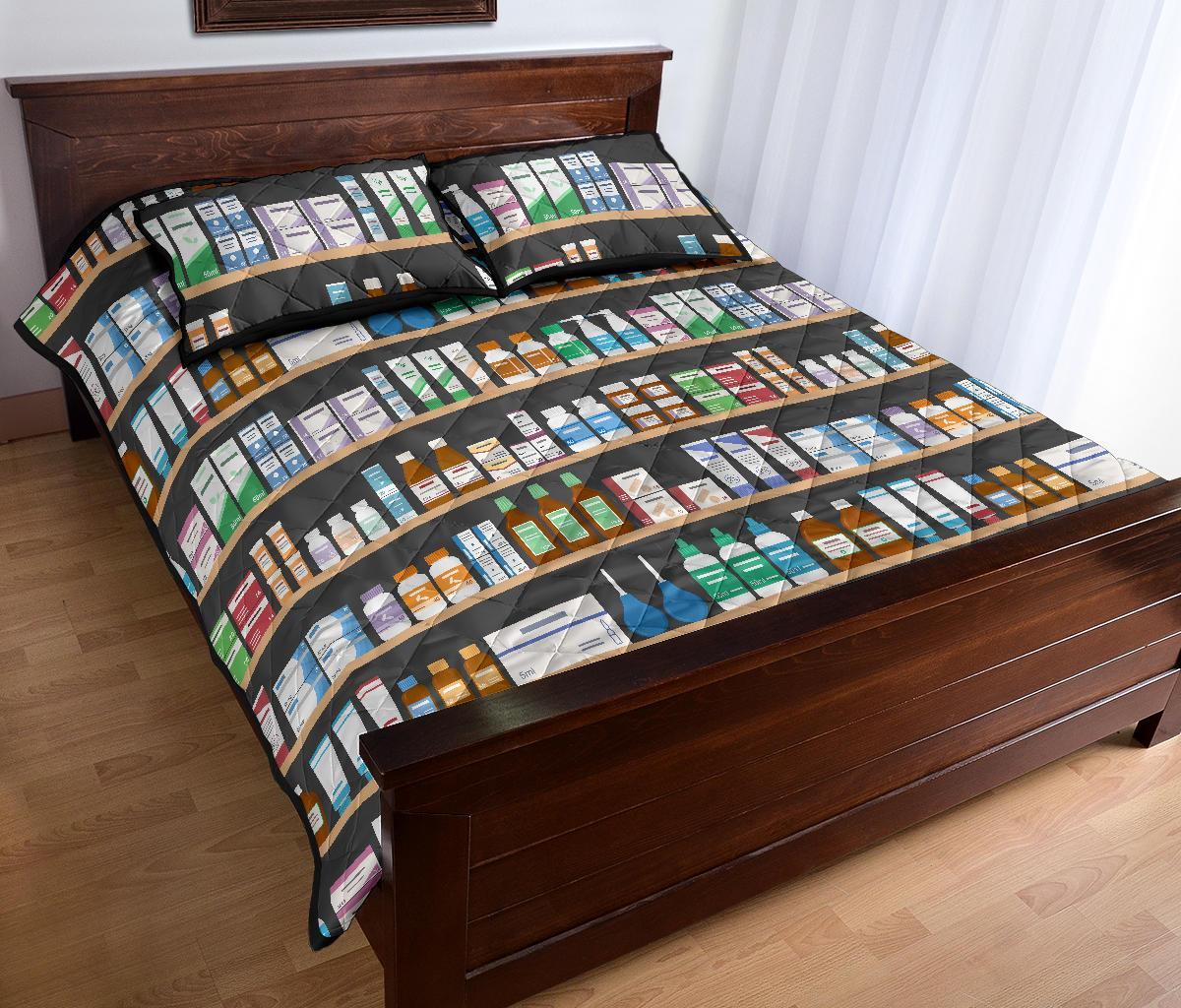 Pharmacy Print Pattern Bed Set Quilt-grizzshop