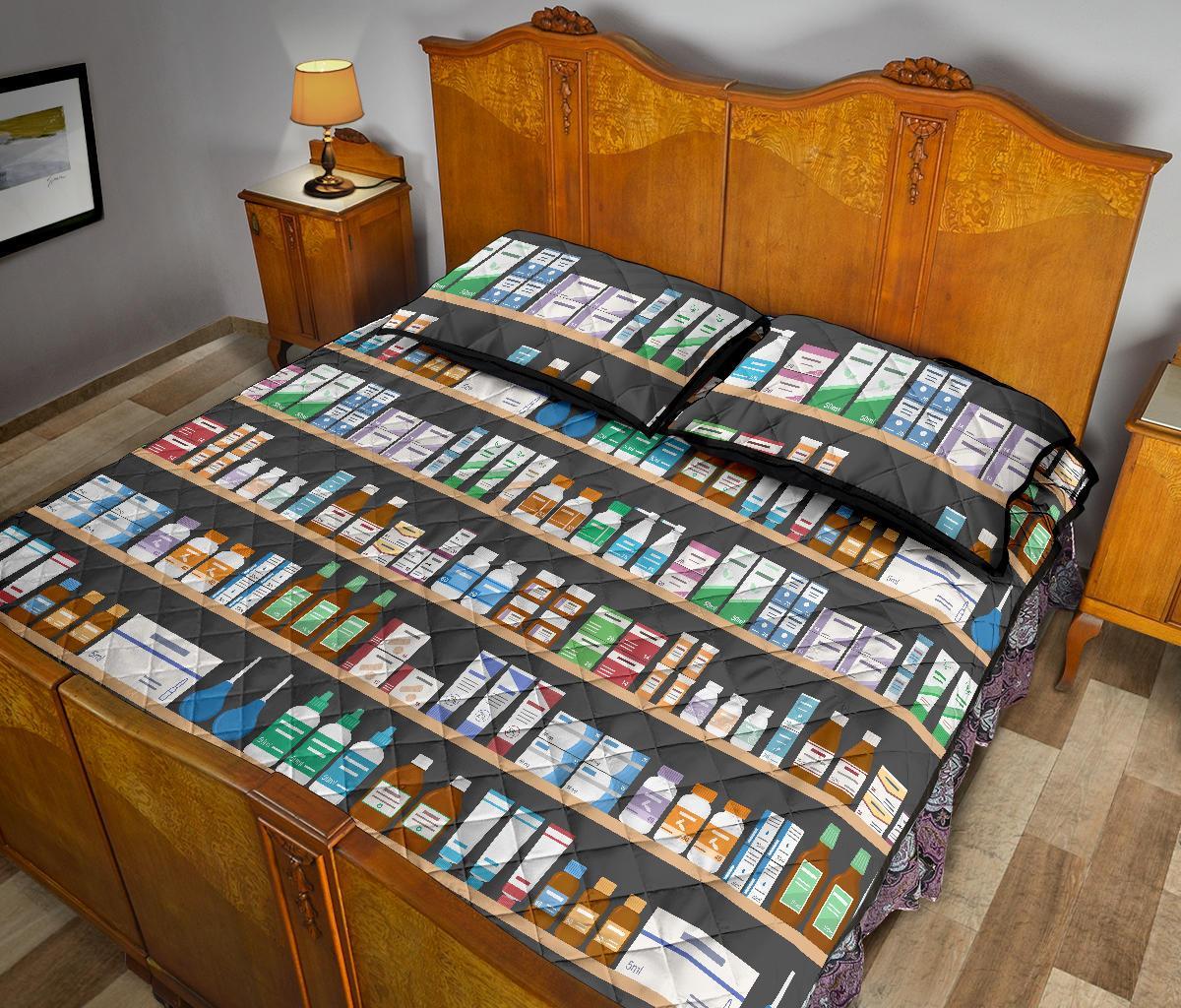 Pharmacy Print Pattern Bed Set Quilt-grizzshop