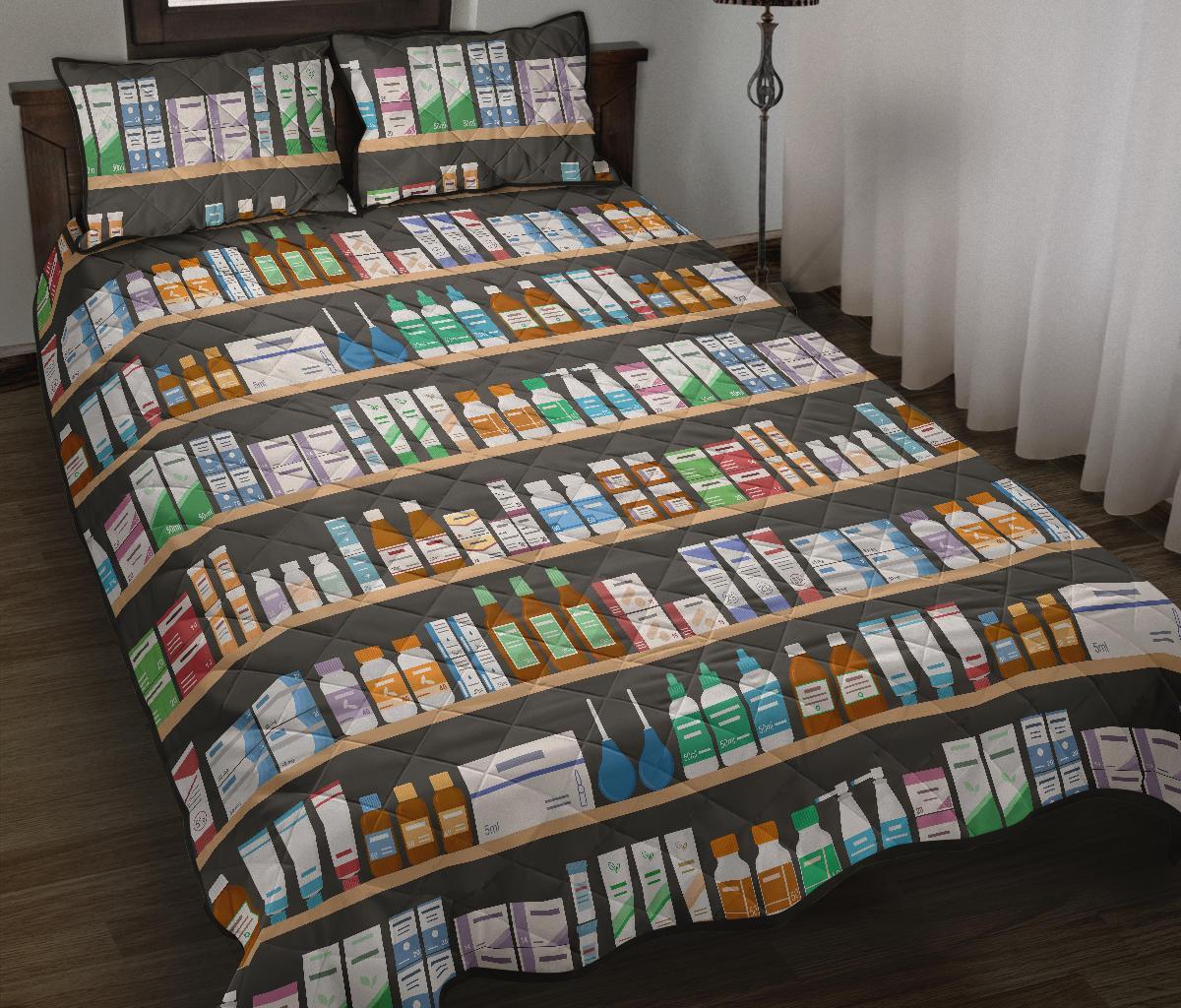 Pharmacy Print Pattern Bed Set Quilt-grizzshop
