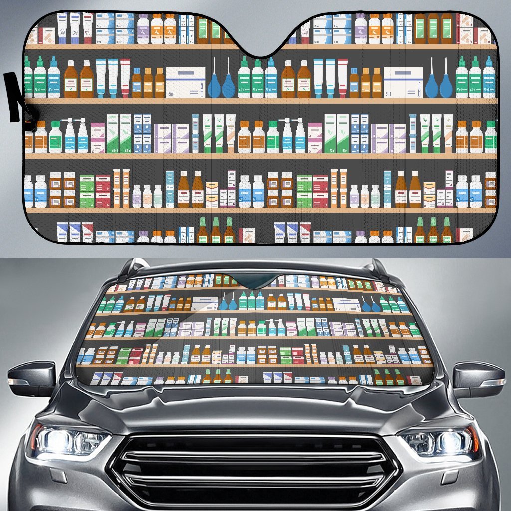 Pharmacy Print Pattern Car Sun Shade-grizzshop