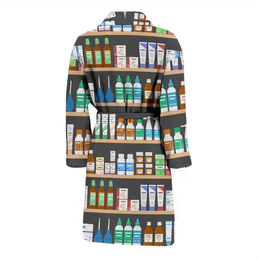 Pharmacy Print Pattern Men Long Robe-grizzshop