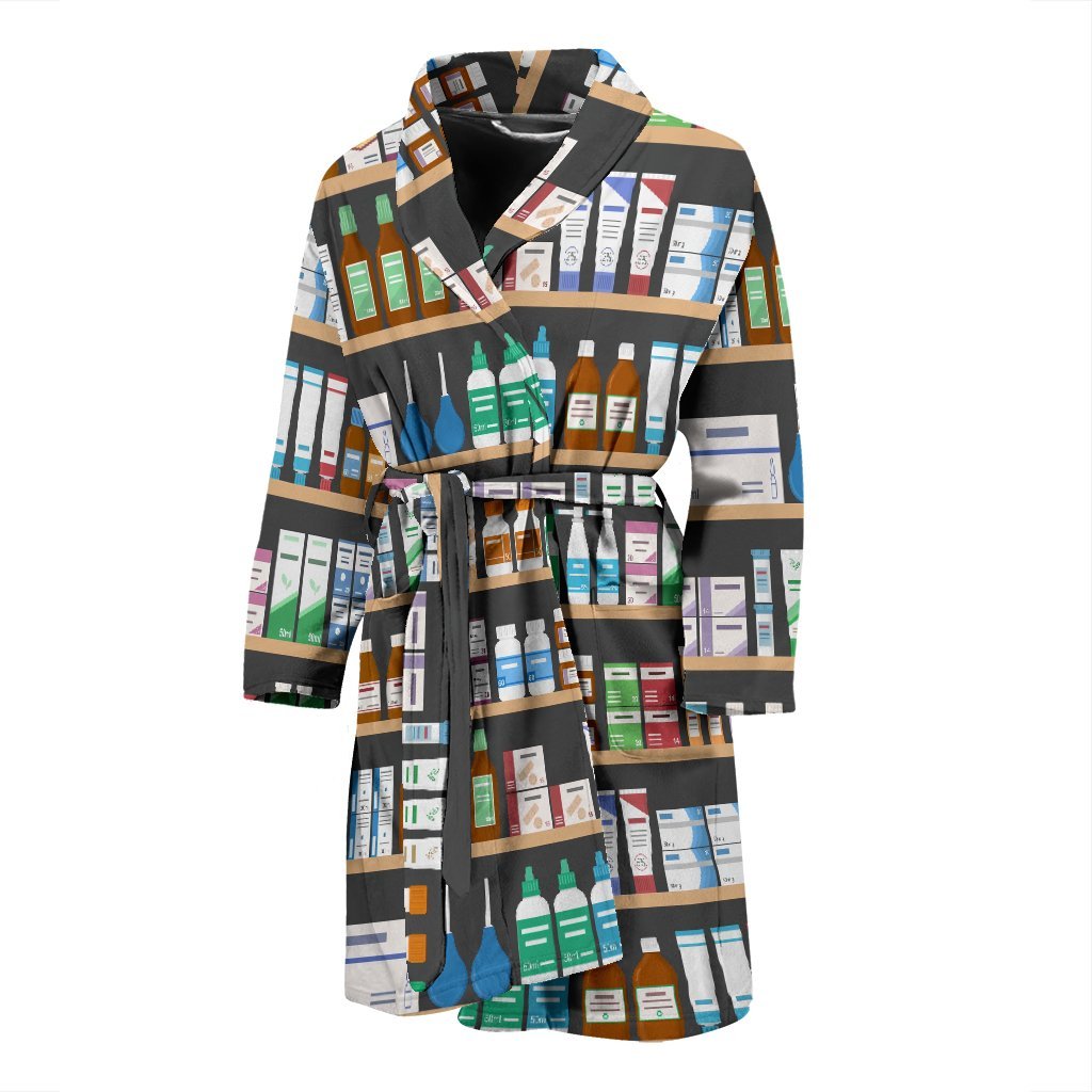 Pharmacy Print Pattern Men Long Robe-grizzshop
