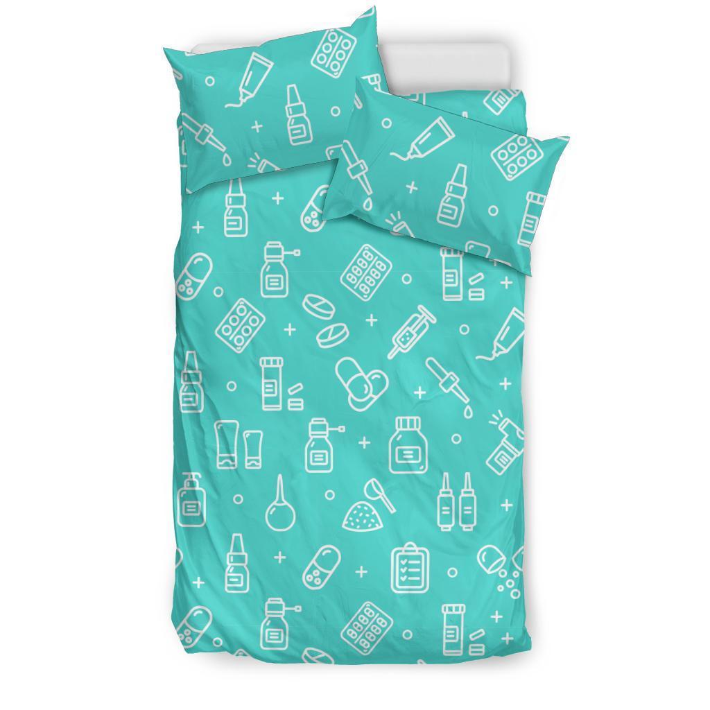 Pharmacy Pastel Print Pattern Duvet Cover Bedding Set-grizzshop