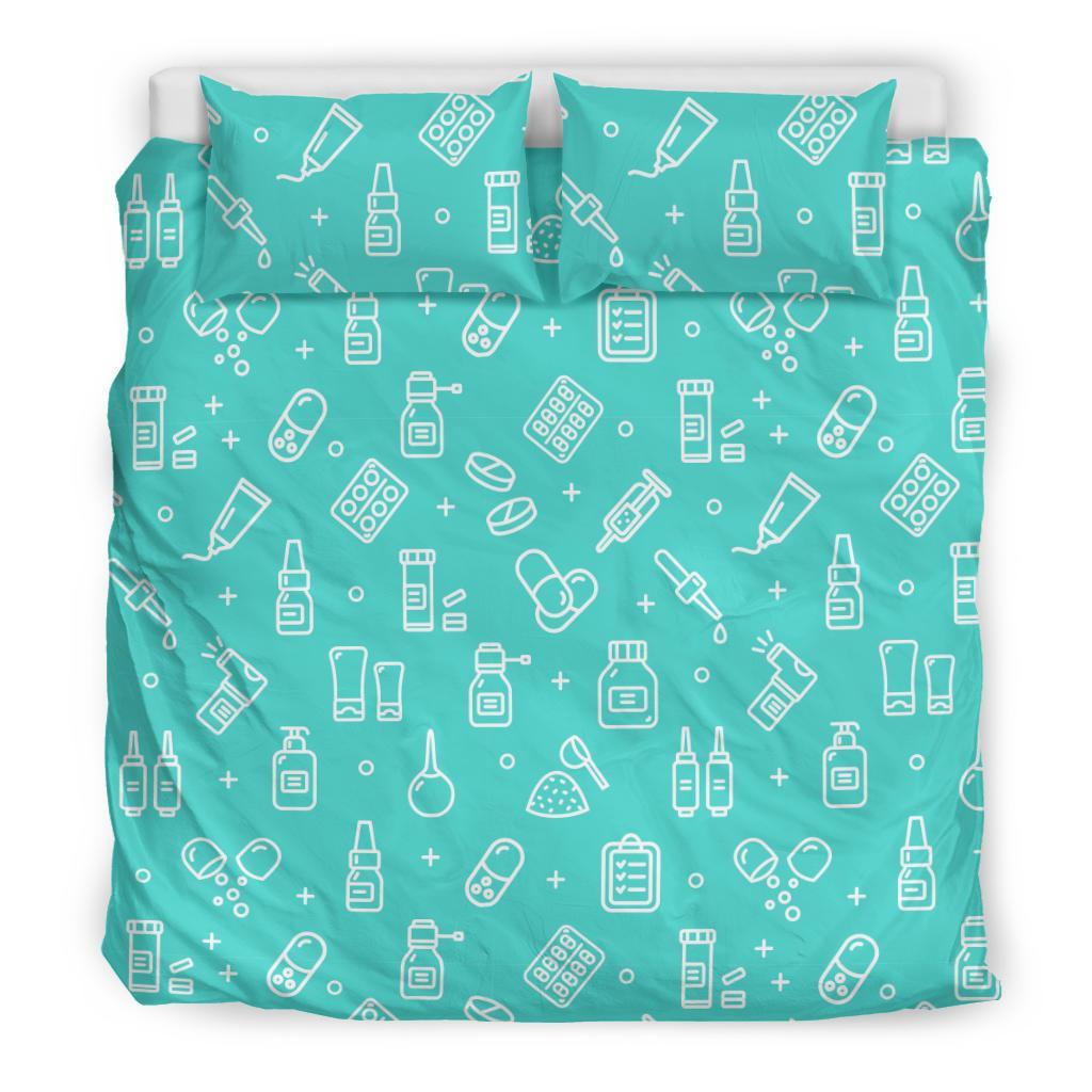 Pharmacy Pastel Print Pattern Duvet Cover Bedding Set-grizzshop