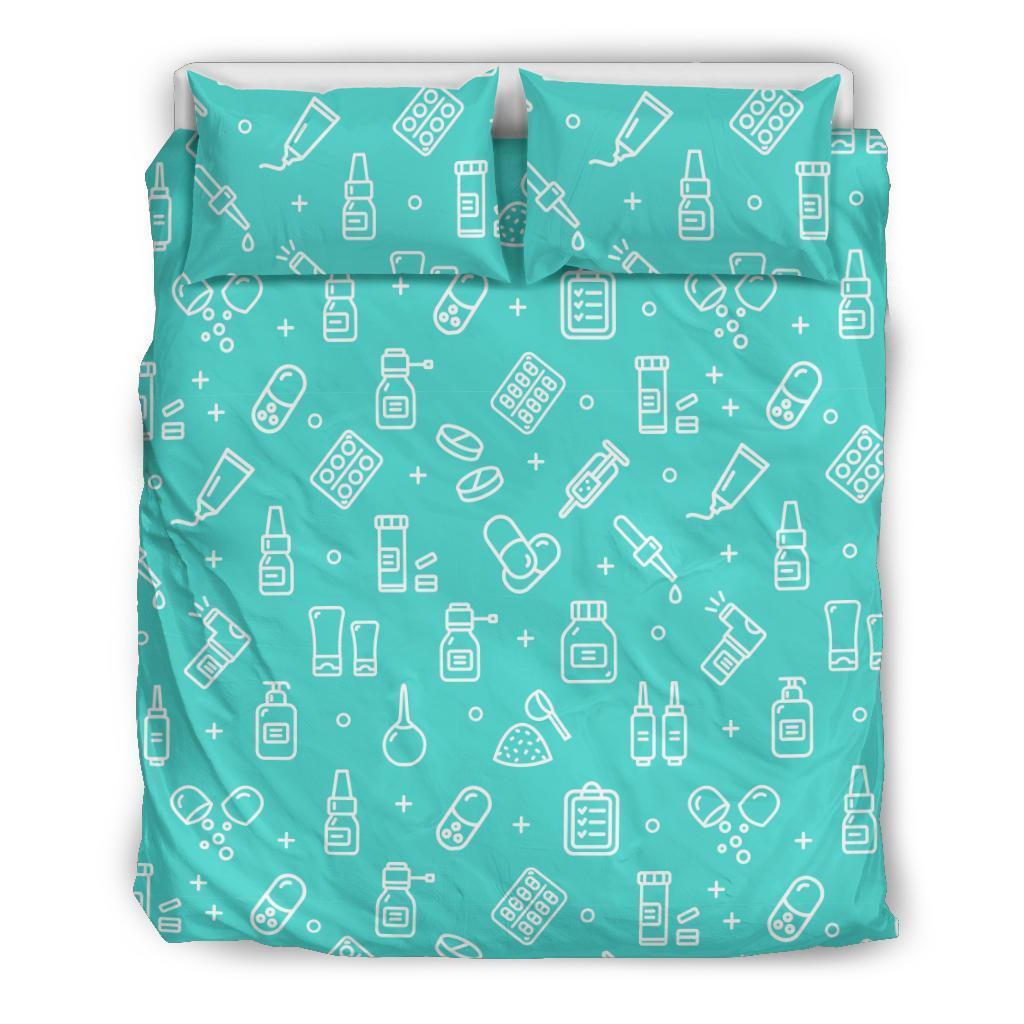 Pharmacy Pastel Print Pattern Duvet Cover Bedding Set-grizzshop