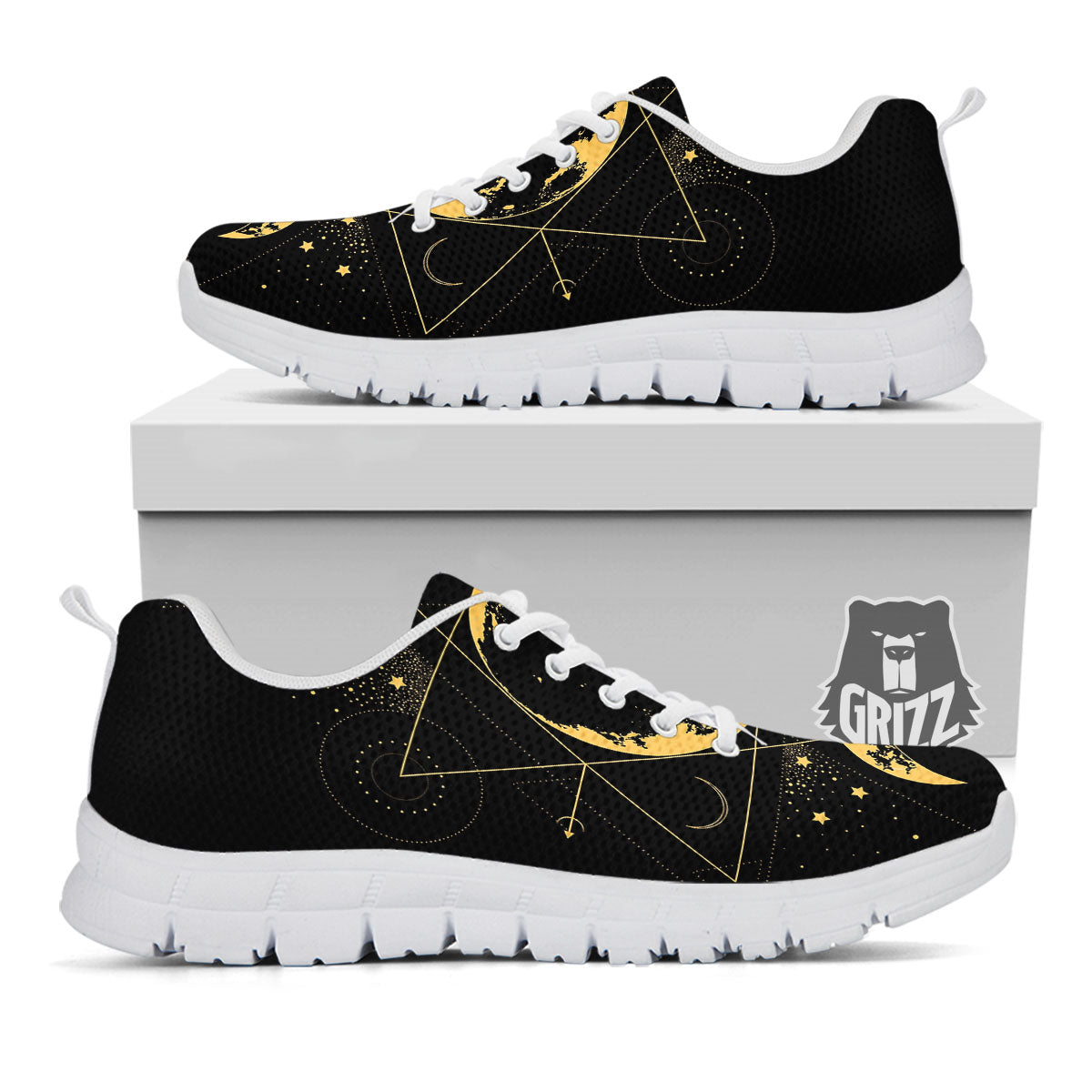 Phase Geometric Moon Print White Sneaker-grizzshop
