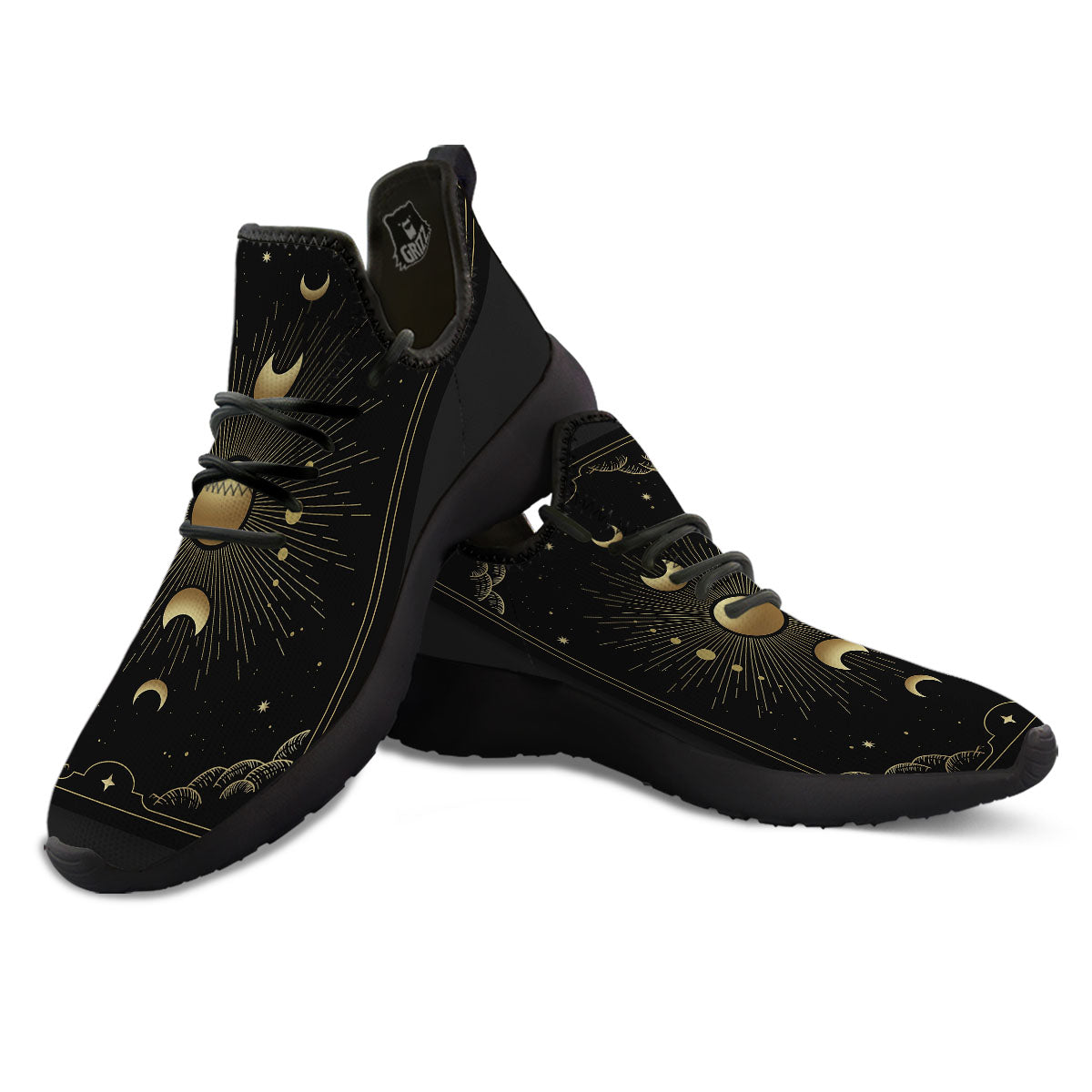 Phases And Eclipse Print Black Athletic Shoes-grizzshop
