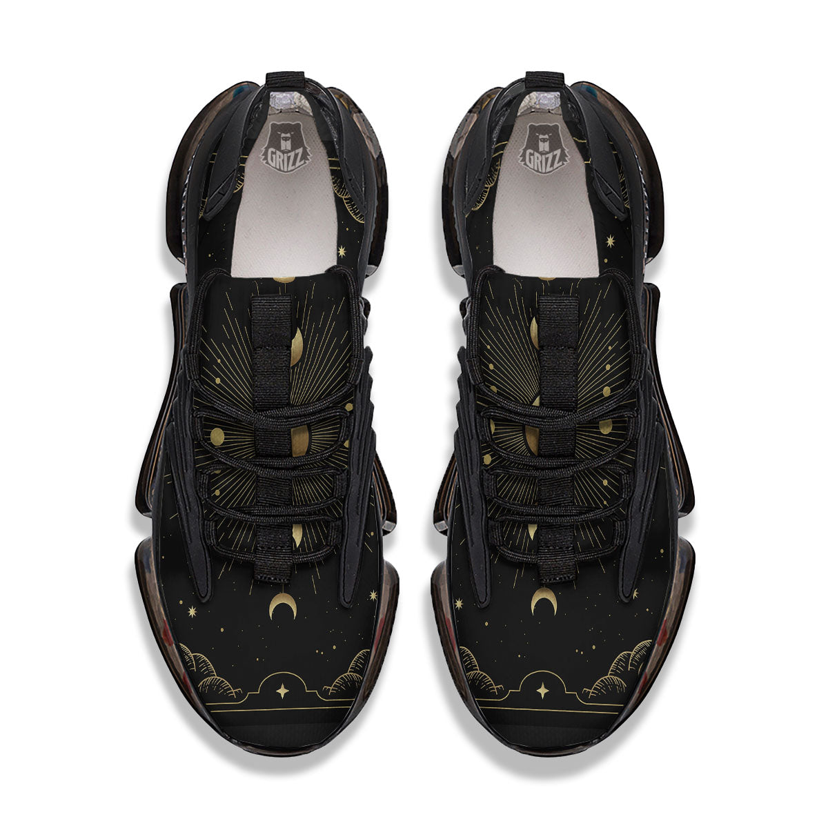 Phases And Eclipse Print Black Gym Shoes-grizzshop