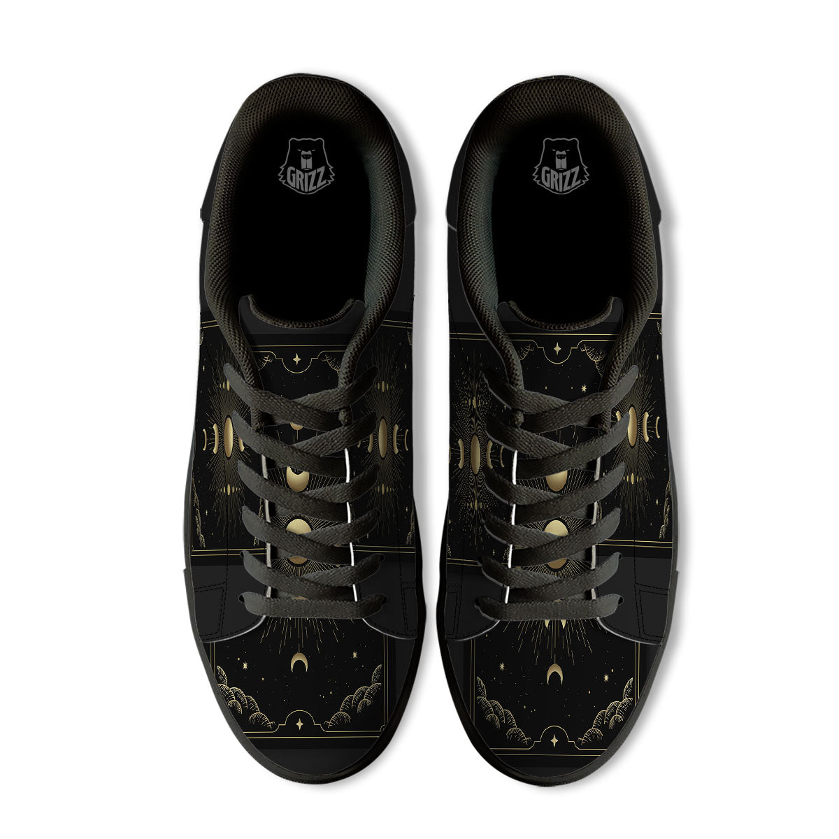Phases And Eclipse Print Black Low Top Sneakers-grizzshop