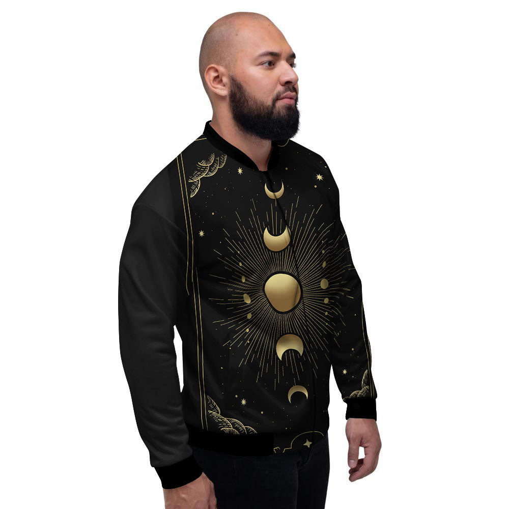 Phases And Eclipse Print Men's Bomber Jacket-grizzshop