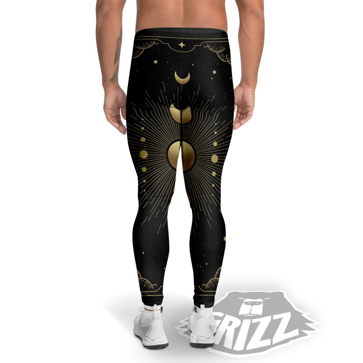 Phases And Eclipse Print Men's Leggings-grizzshop