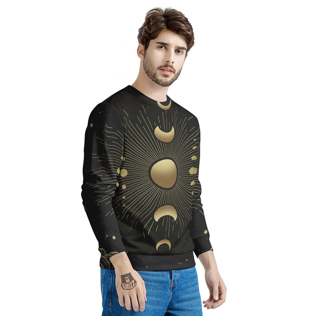 Phases And Eclipse Print Men's Sweatshirt-grizzshop