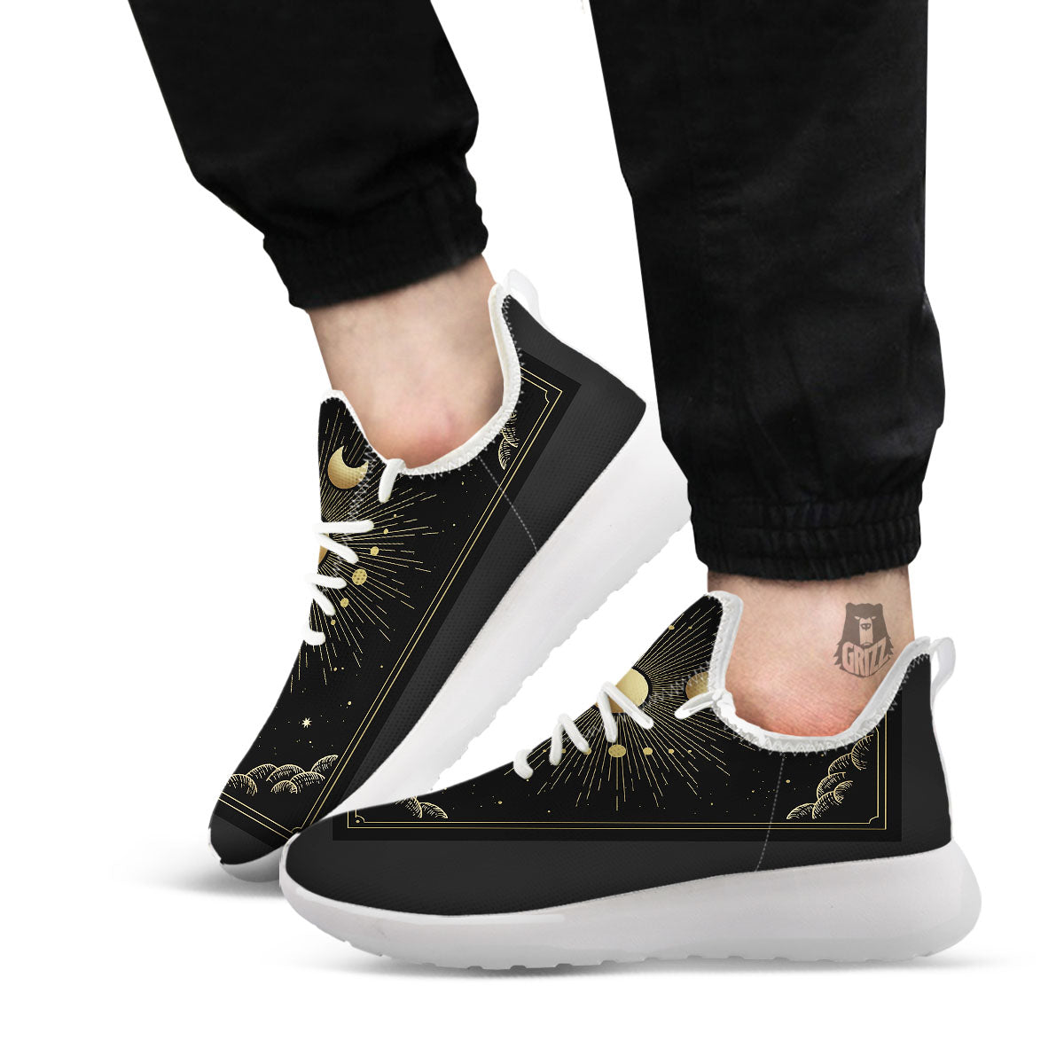 Phases And Eclipse Print White Athletic Shoes-grizzshop