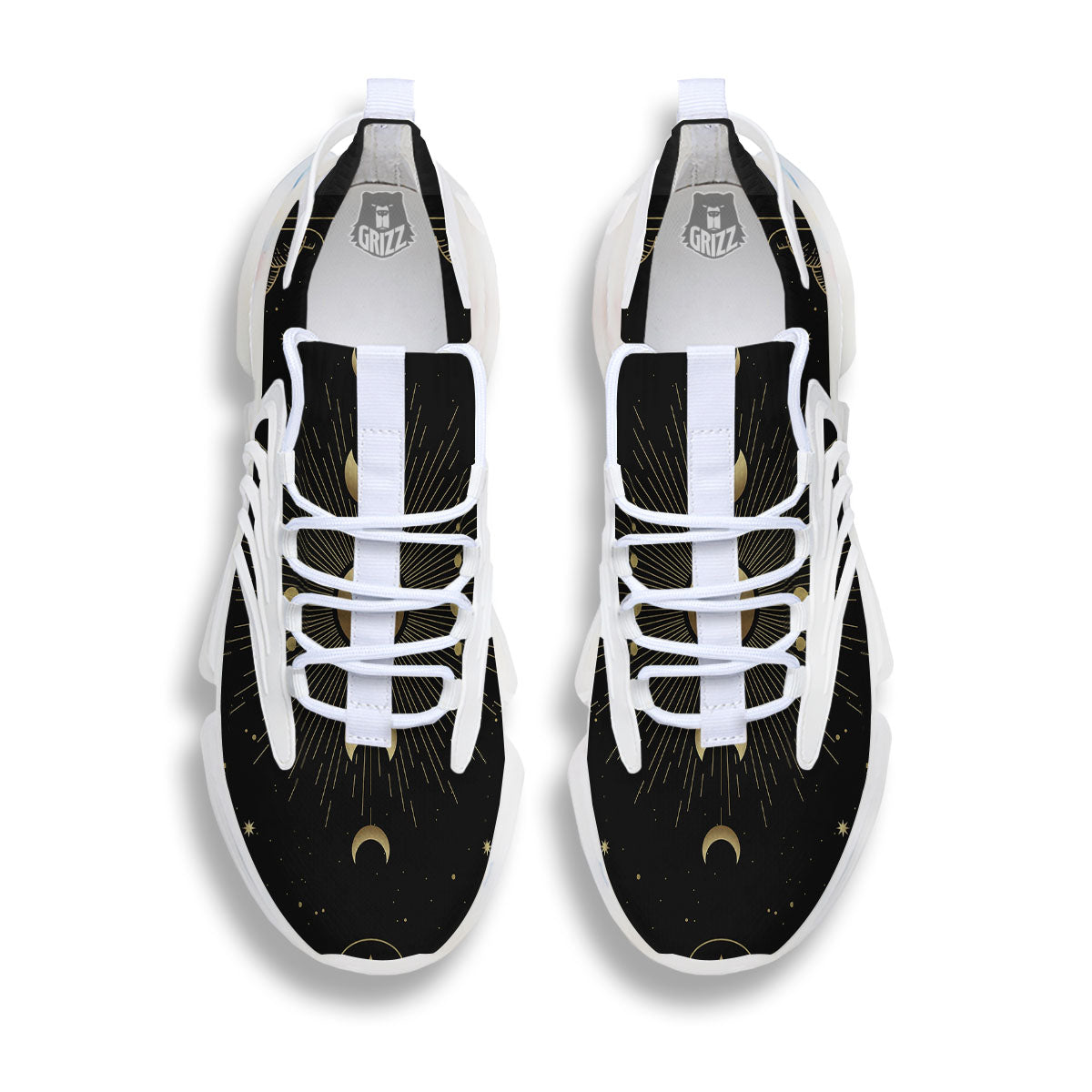 Phases And Eclipse Print White Gym Shoes-grizzshop