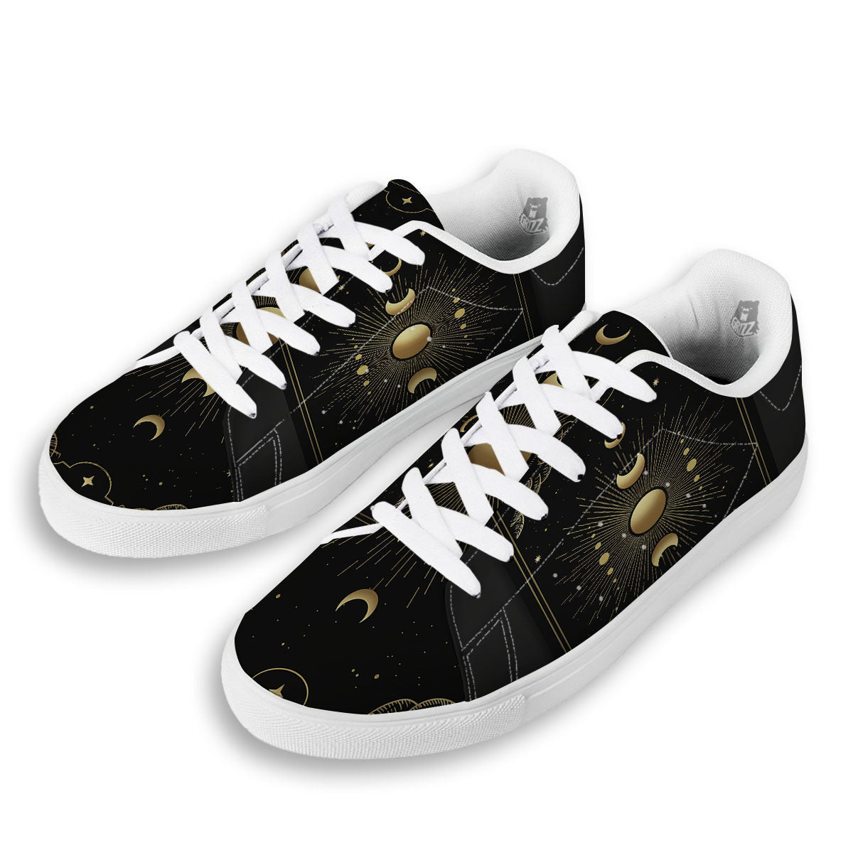 Phases And Eclipse Print White Low Top Sneakers-grizzshop