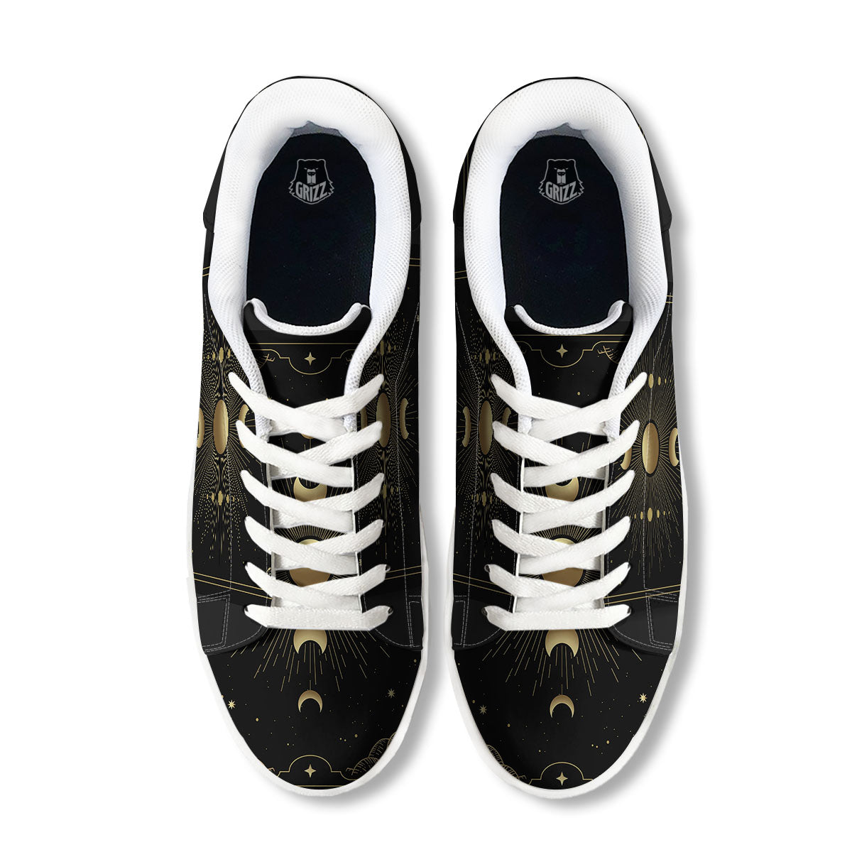 Phases And Eclipse Print White Low Top Sneakers-grizzshop
