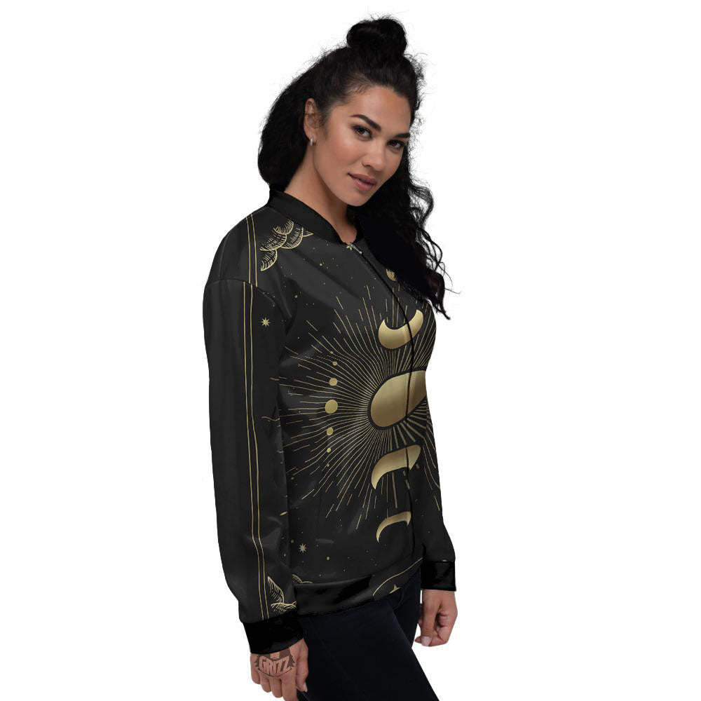 Phases And Eclipse Print Women's Bomber Jacket-grizzshop