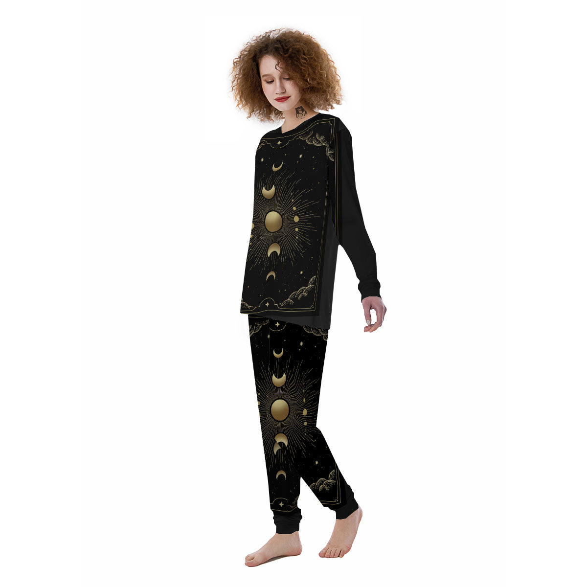 Phases And Eclipse Print Women's Pajamas-grizzshop
