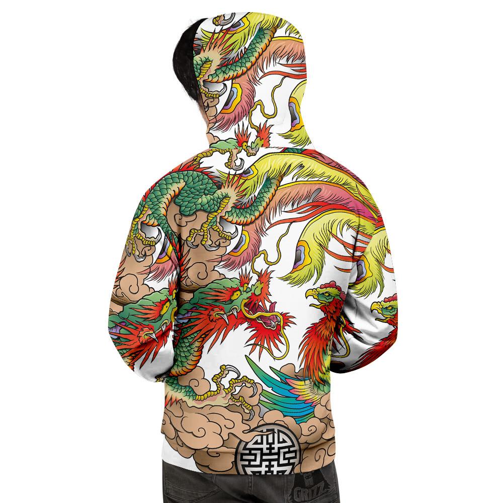 Phoenix And Dragon Japanese Tattoo Print Men's Hoodie-grizzshop