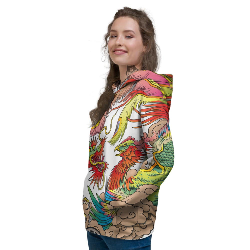 Phoenix And Dragon Japanese Tattoo Print Women's Hoodie-grizzshop