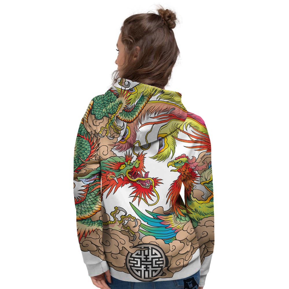 Phoenix And Dragon Japanese Tattoo Print Women's Hoodie-grizzshop