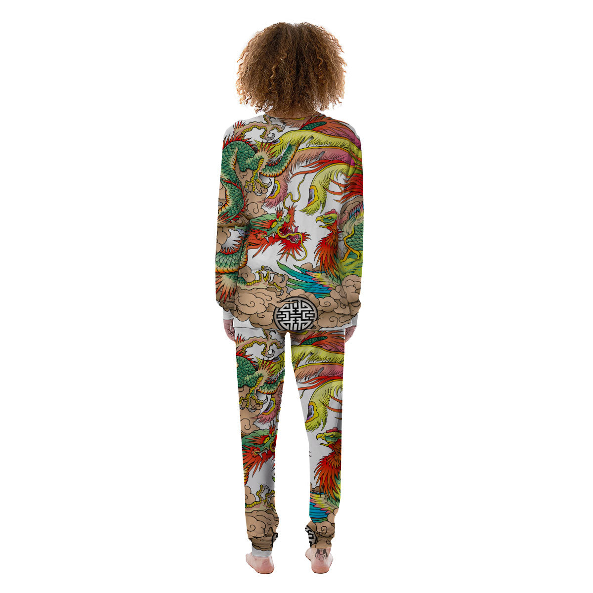 Phoenix And Dragon Japanese Tattoo Print Women's Pajamas-grizzshop