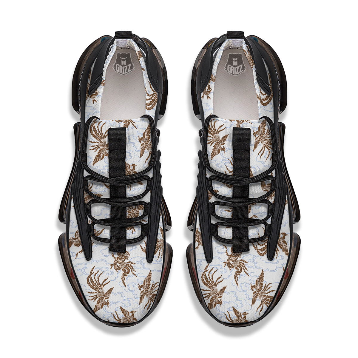 Phoenix Brown Print Pattern Black Gym Shoes-grizzshop