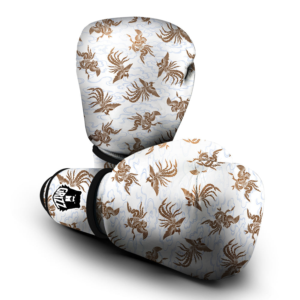 Phoenix Brown Print Pattern Boxing Gloves-grizzshop