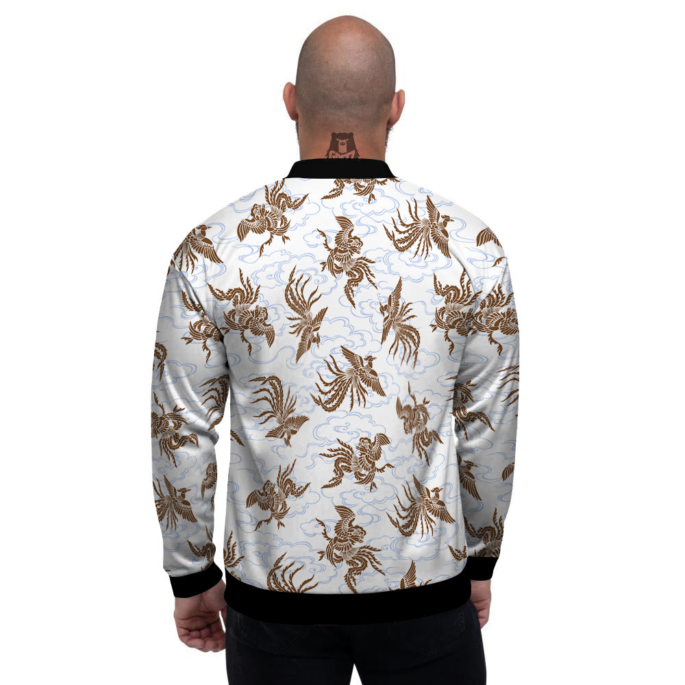 Phoenix Brown Print Pattern Men's Bomber Jacket-grizzshop