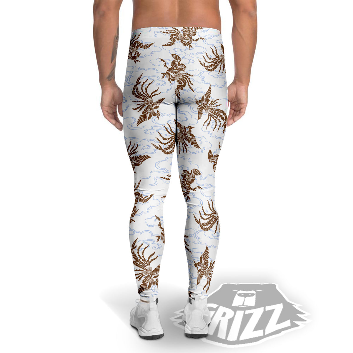 Phoenix Brown Print Pattern Men's Leggings-grizzshop