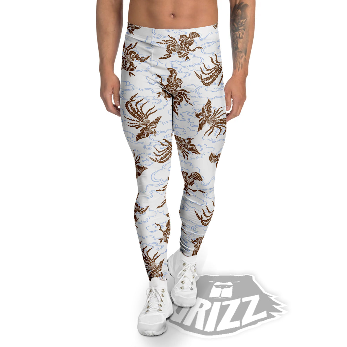 Phoenix Brown Print Pattern Men's Leggings-grizzshop