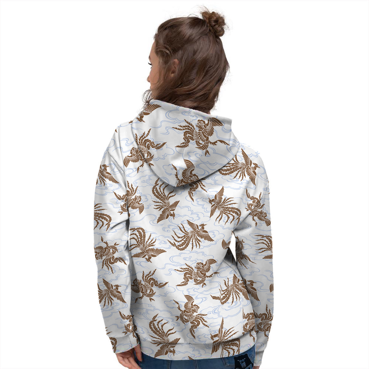 Phoenix Brown Print Pattern Women's Hoodie-grizzshop