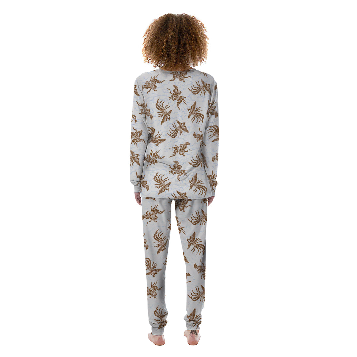 Phoenix Brown Print Pattern Women's Pajamas-grizzshop