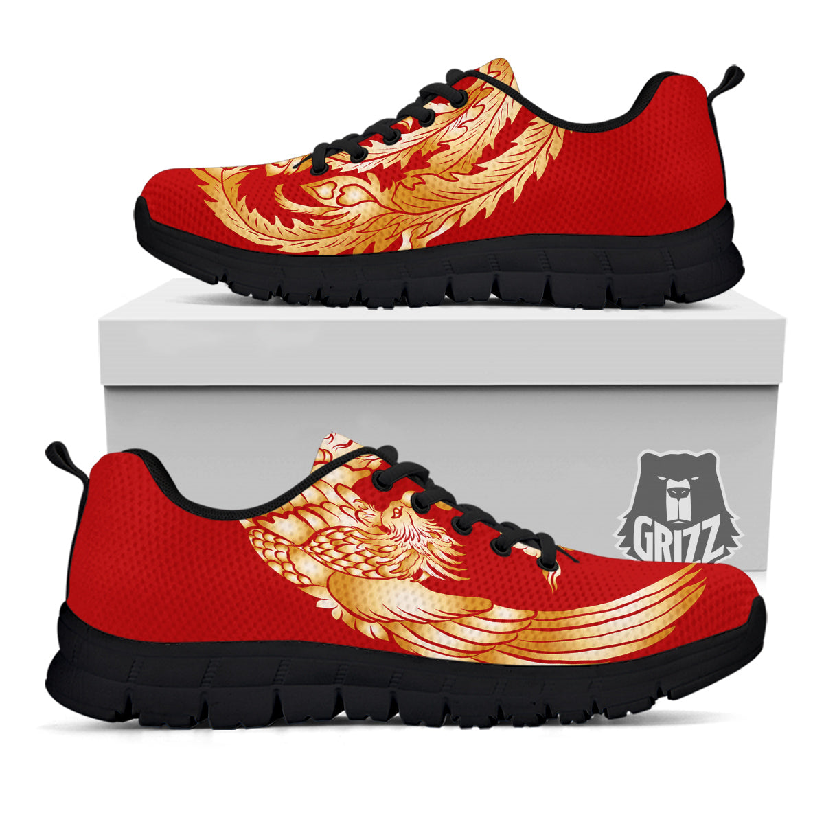 Phoenix Chinese Print Black Sneaker-grizzshop
