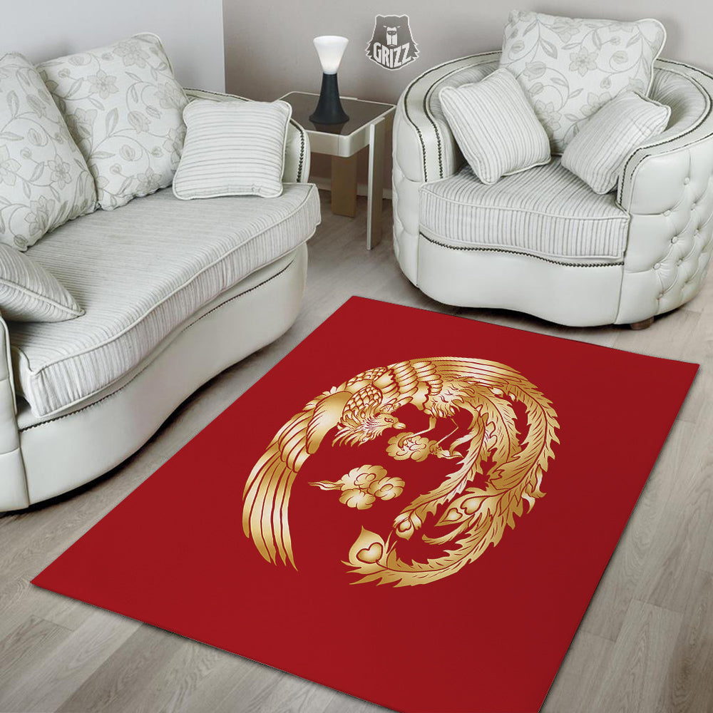 Phoenix Chinese Print Floor Mat-grizzshop