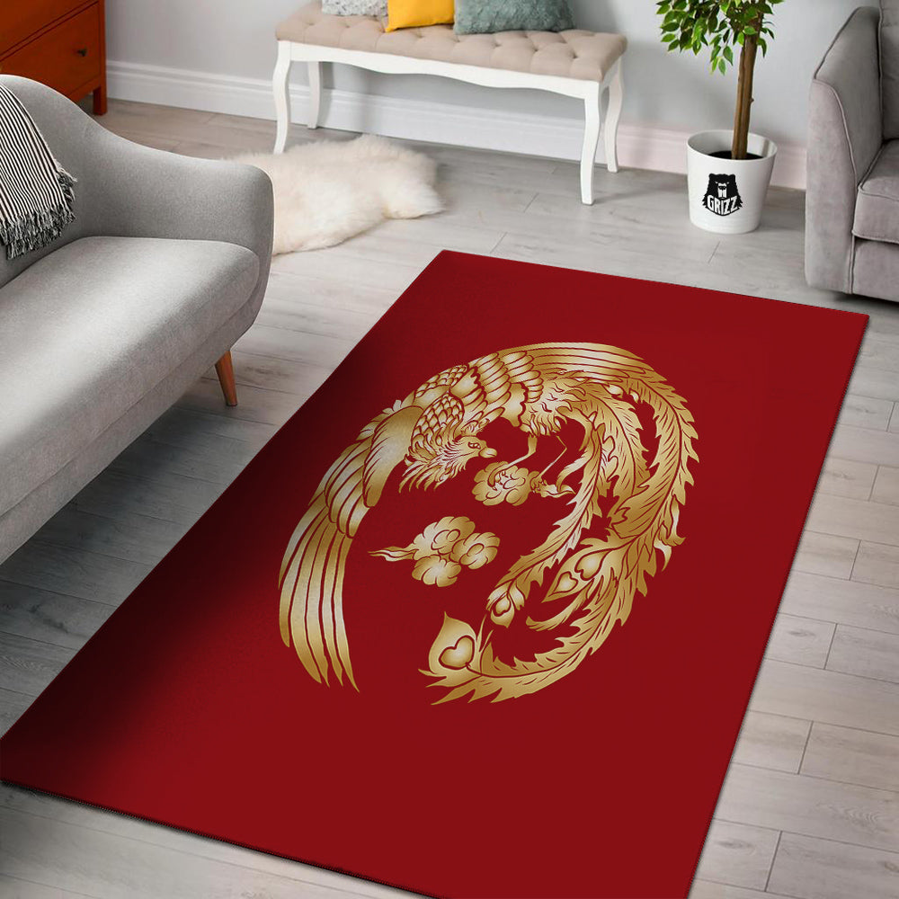 Phoenix Chinese Print Floor Mat-grizzshop