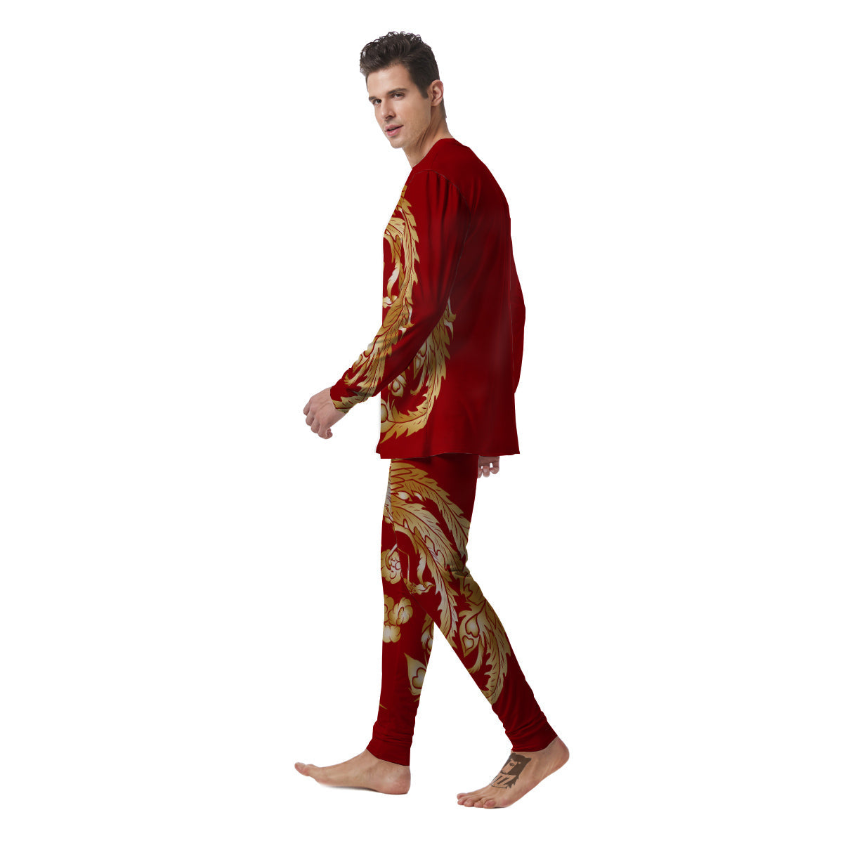 Phoenix Chinese Print Men's Pajamas-grizzshop