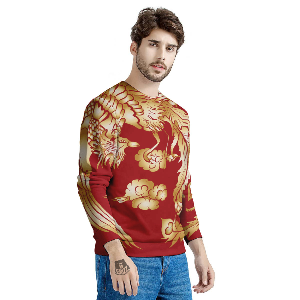 Phoenix Chinese Print Men's Sweatshirt-grizzshop
