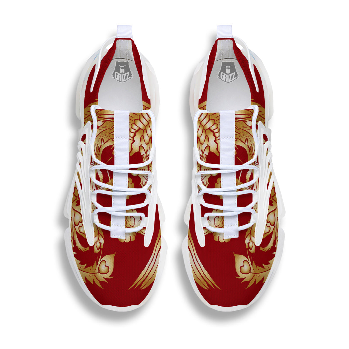 Phoenix Chinese Print White Gym Shoes-grizzshop