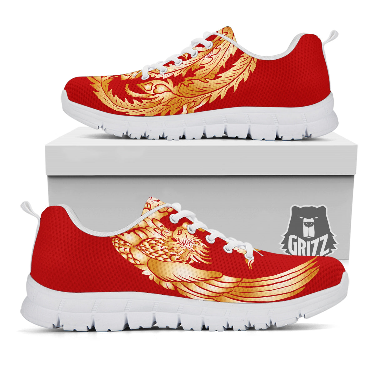 Phoenix Chinese Print White Sneaker-grizzshop