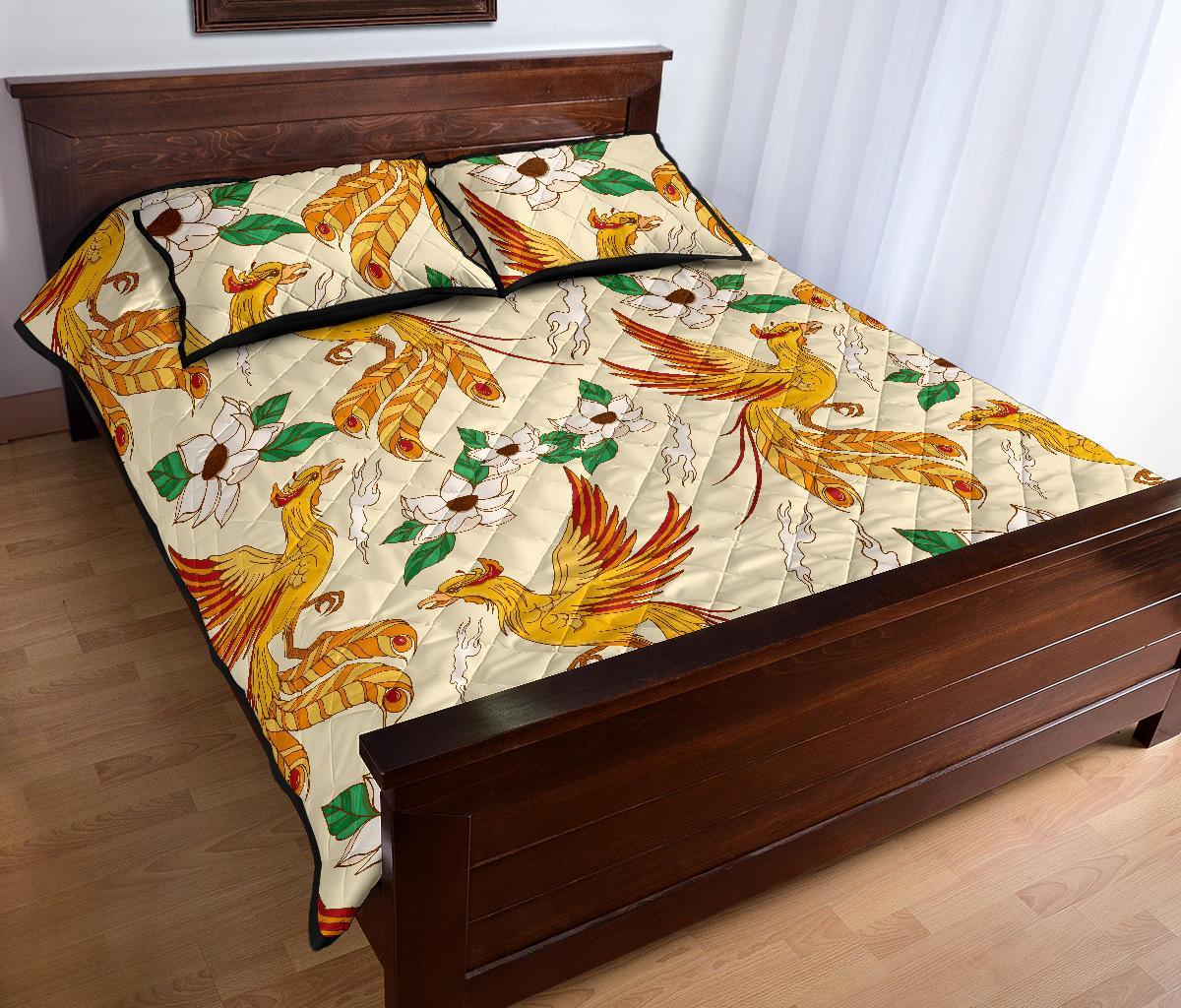 Phoenix Floral Pattern Print Bed Set Quilt-grizzshop