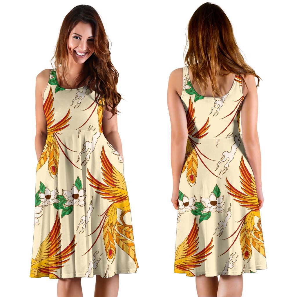 Phoenix Floral Pattern Print Dress-grizzshop