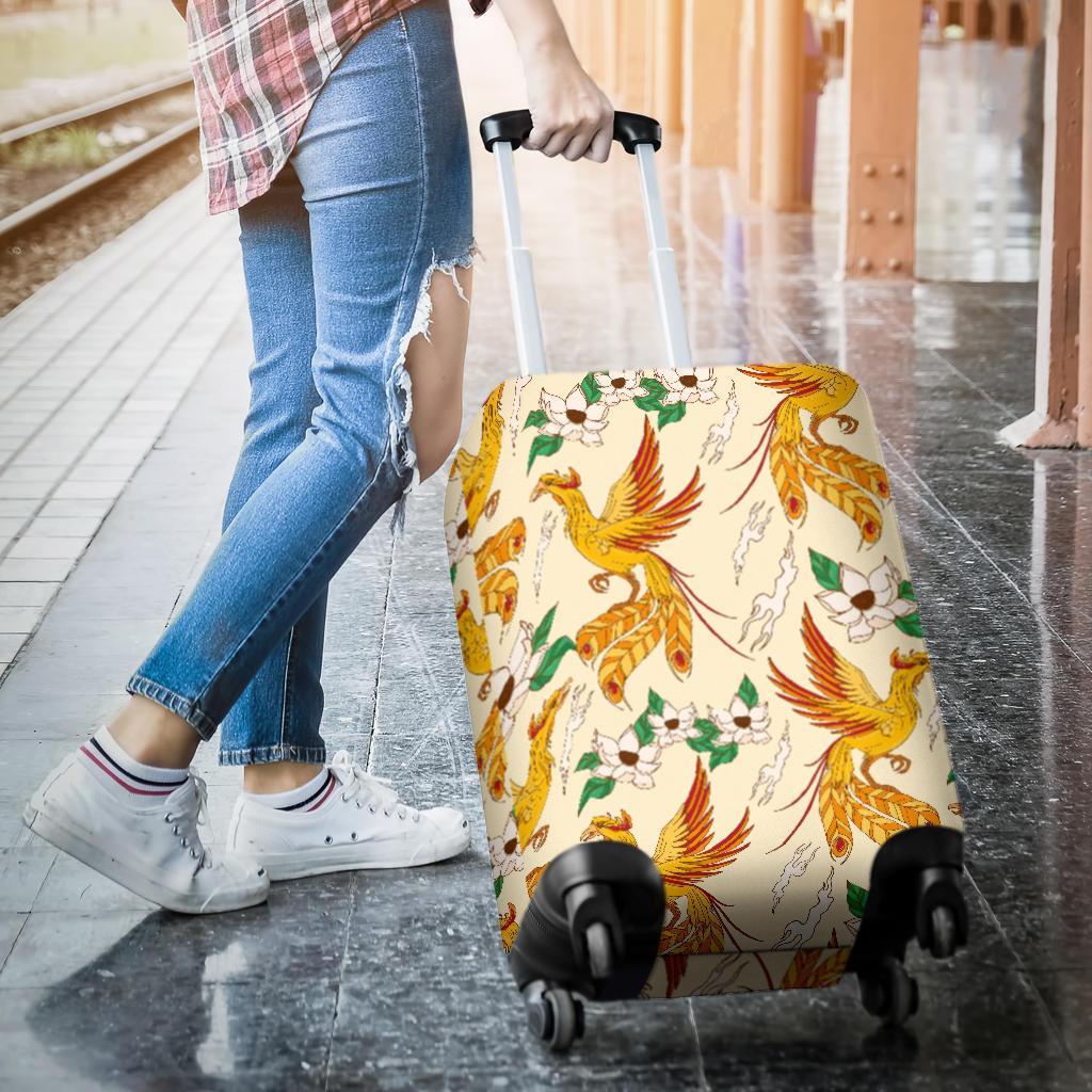 Phoenix Floral Pattern Print Luggage Cover Protector-grizzshop