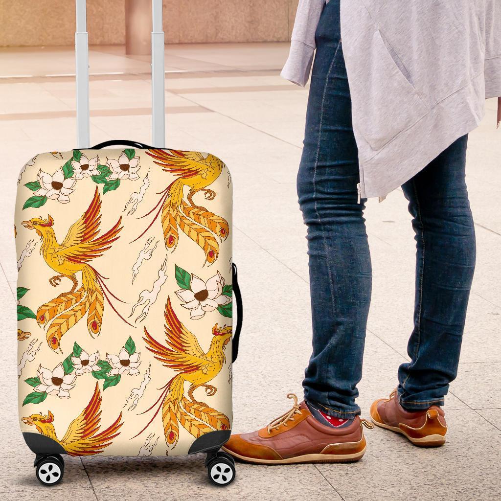 Phoenix Floral Pattern Print Luggage Cover Protector-grizzshop