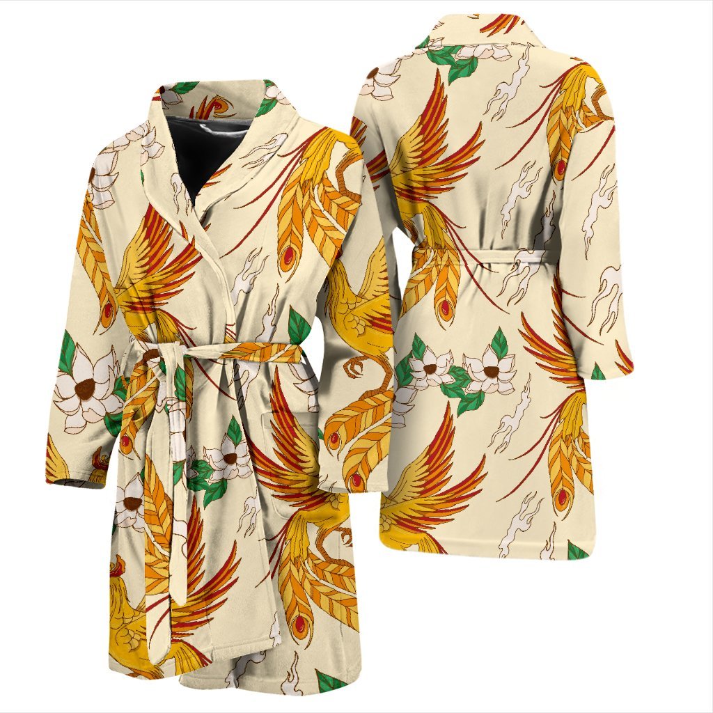 Phoenix Floral Pattern Print Men Long Robe-grizzshop