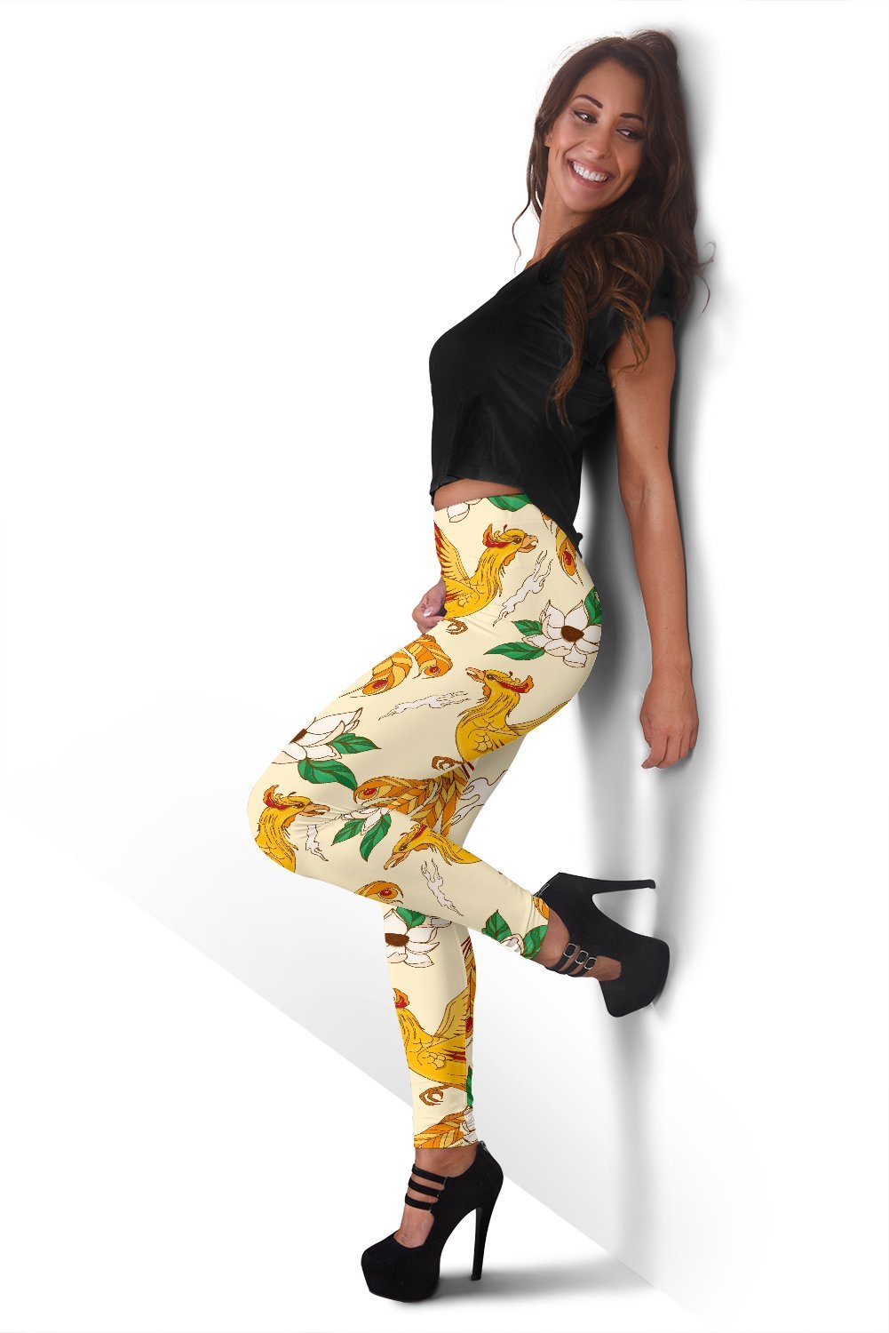 Phoenix Floral Pattern Print Women Leggings-grizzshop