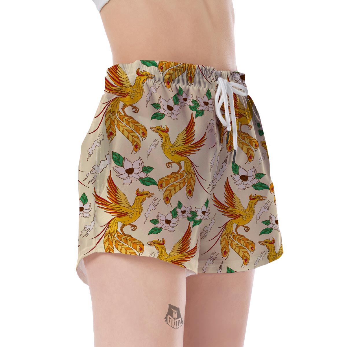 Phoenix Floral Pattern Print Women's Shorts-grizzshop