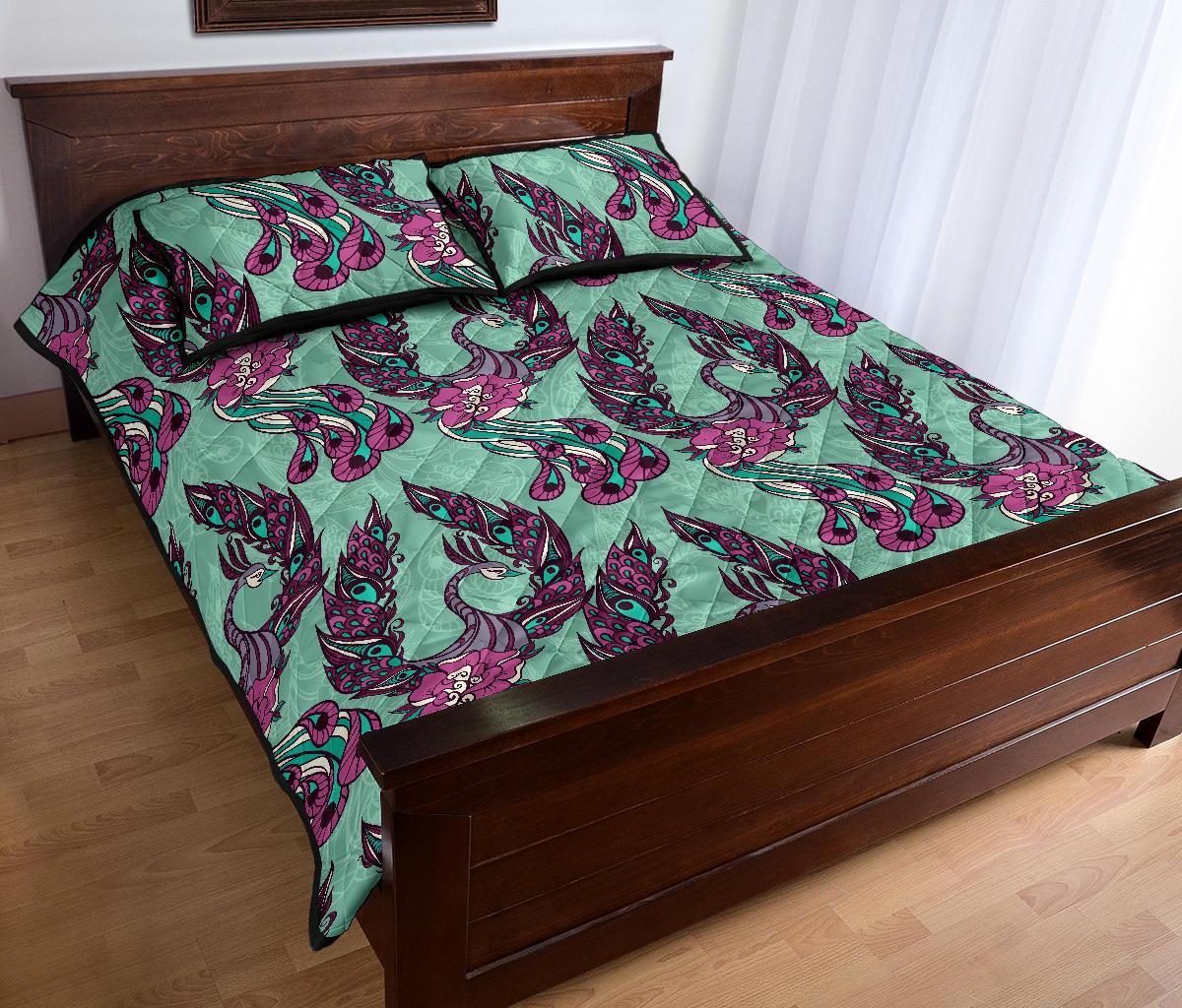 Phoenix Floral Print Pattern Bed Set Quilt-grizzshop