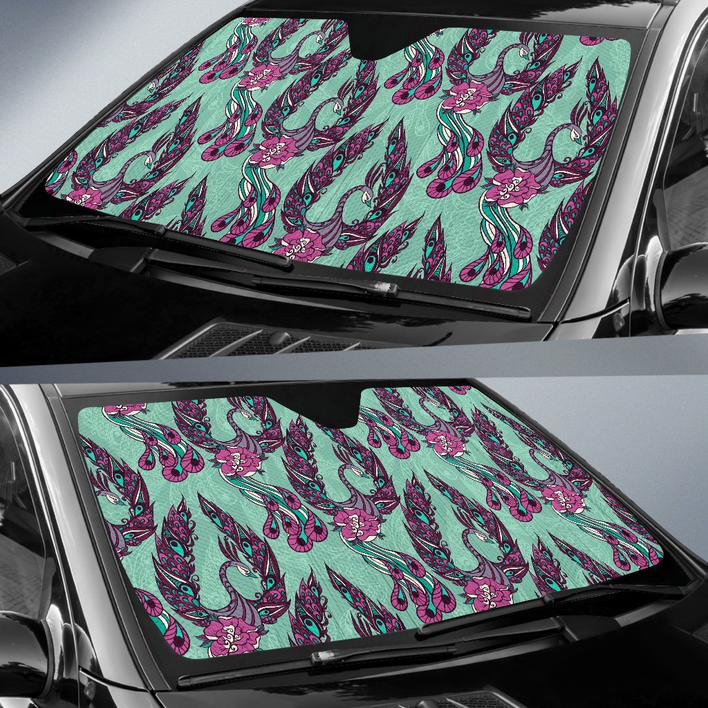 Phoenix Floral Print Pattern Car Sun Shade-grizzshop