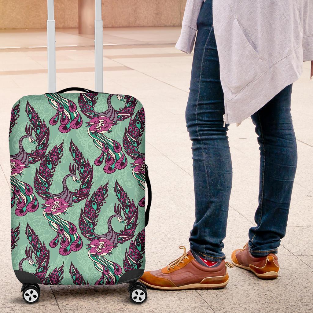 Phoenix Floral Print Pattern Luggage Cover Protector-grizzshop